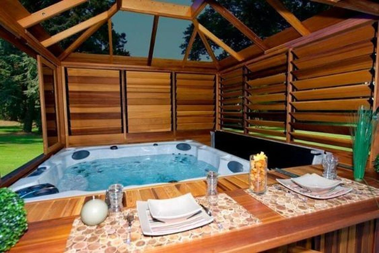 Proper Outdoor Hot Tub Designs For Your Private Relaxing Moment In