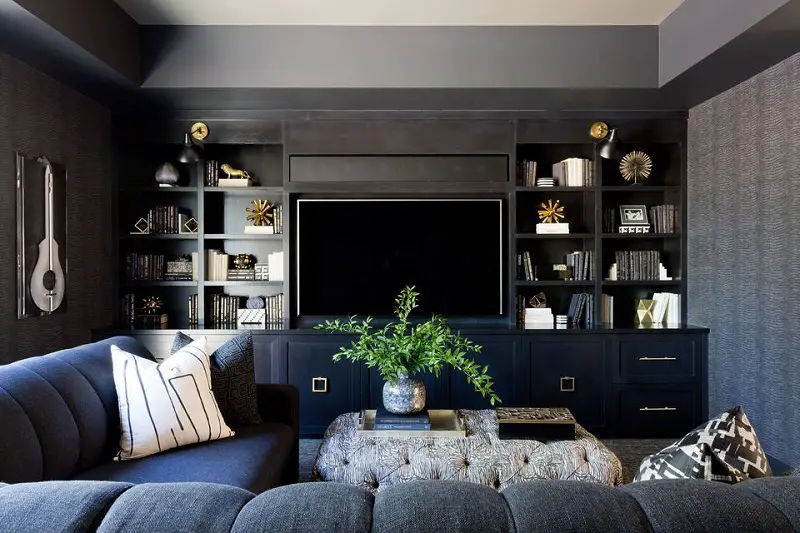 Black, Blue And Gray Living Room