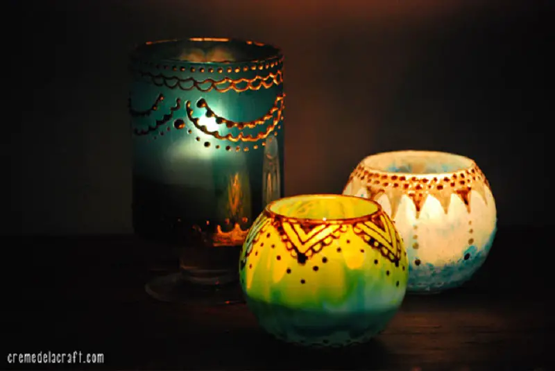 DIY Moroccan Glass Jar Candle Holder