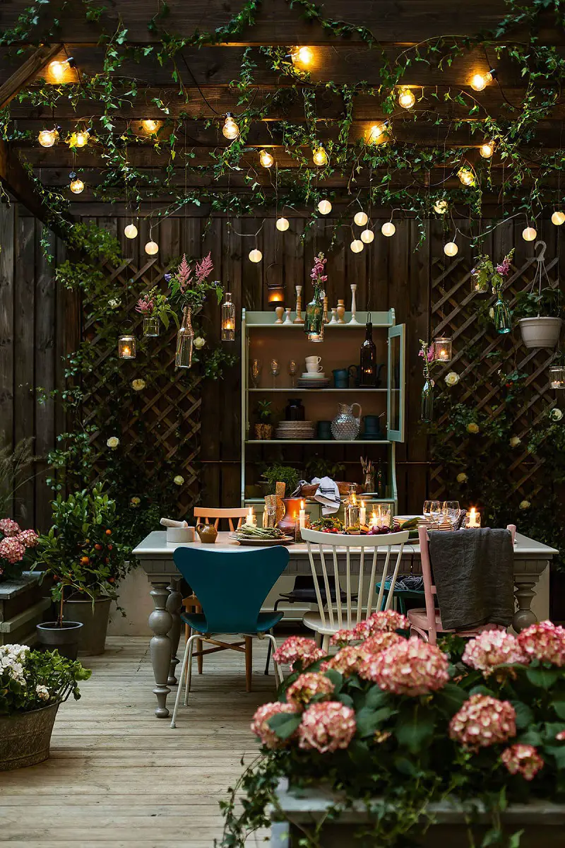 Garden Grotto With String Lights