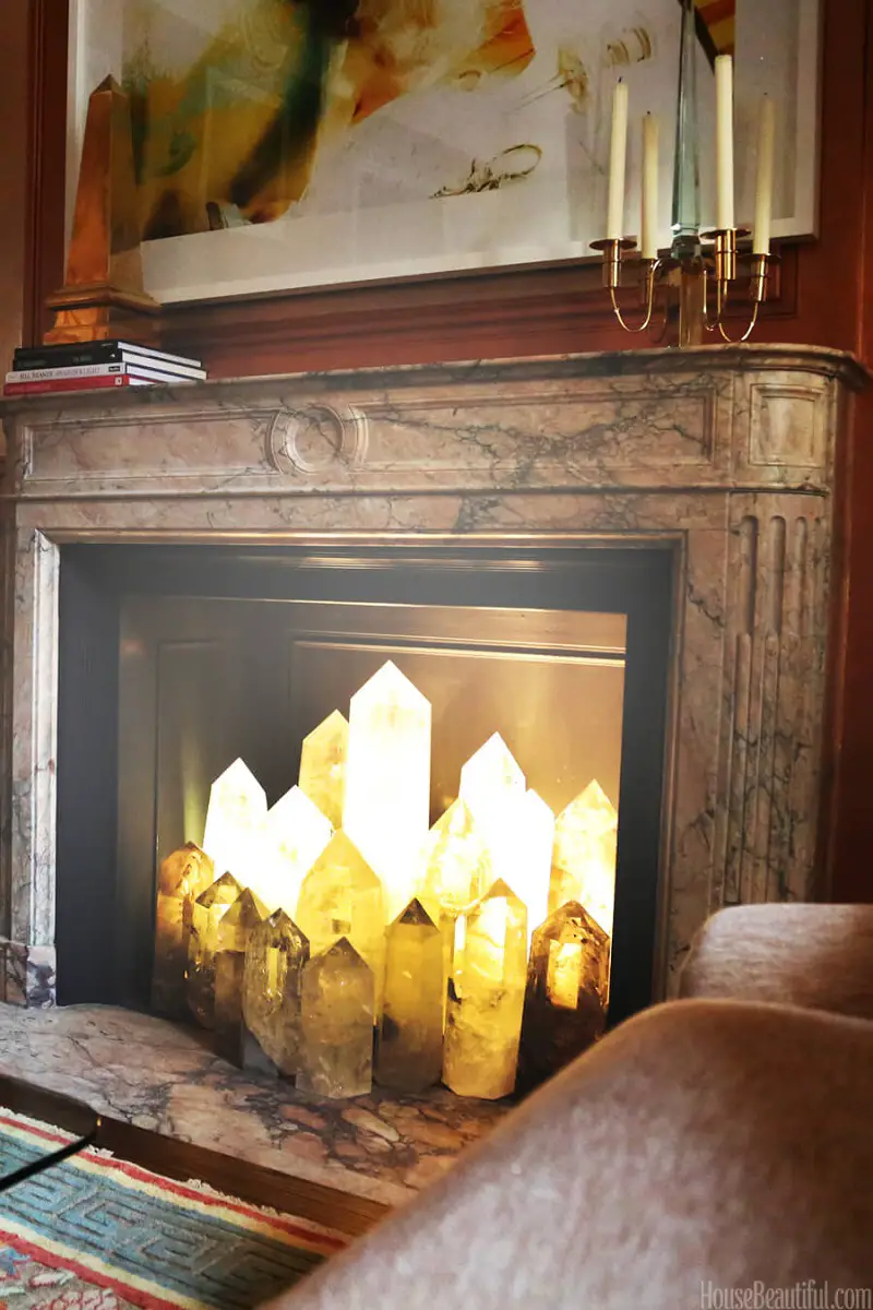 Glowing Quartz In The Fireplace