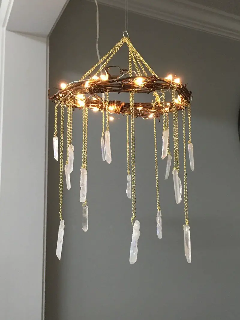 Gold Chandelier With White Stone