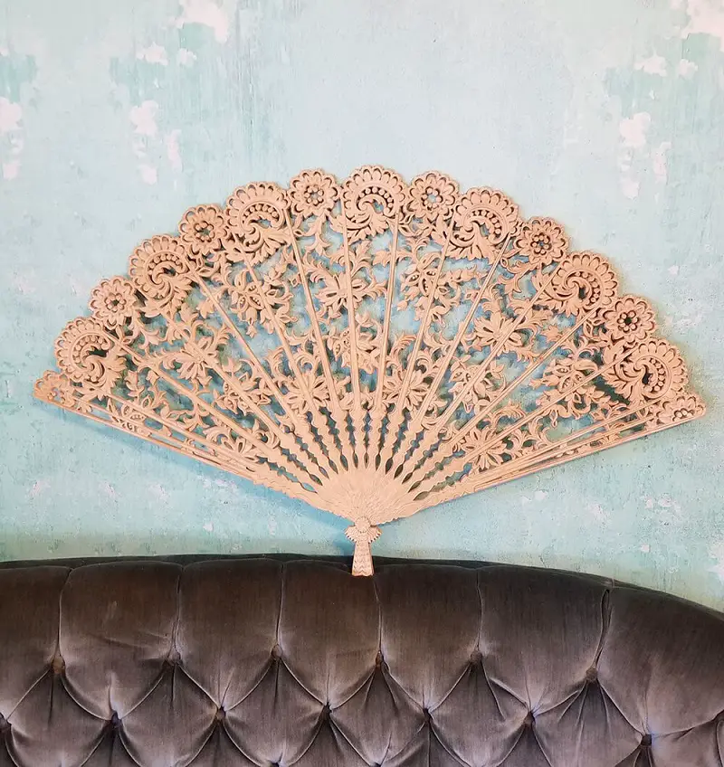 Hand Carved Wooden Fan With Fancy Flair