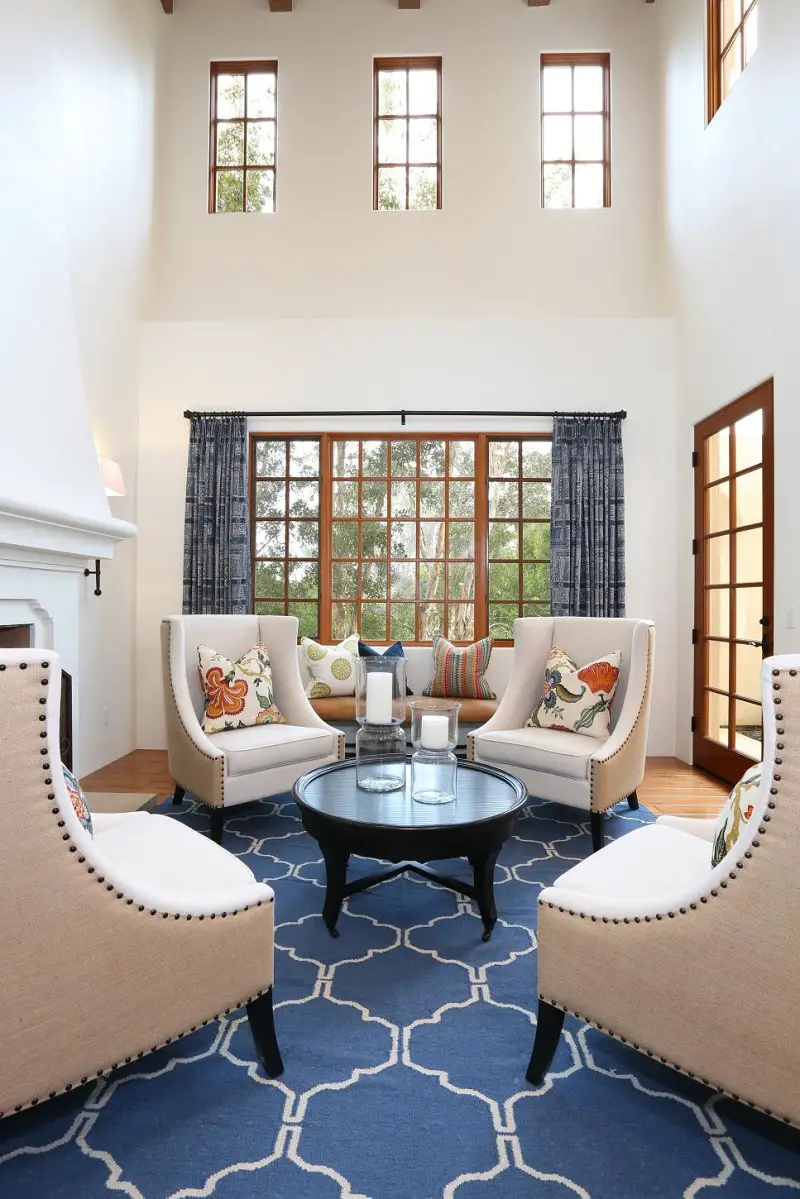 Living Room With Blue Rug