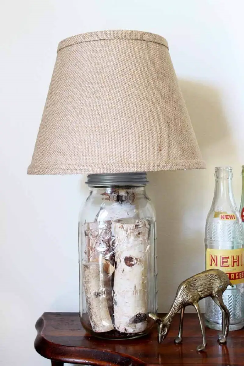 Mason Jar Log Lamp