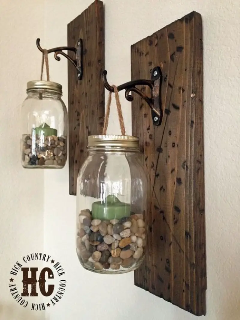 Rustic Wood Panel With Hanging Lamps
