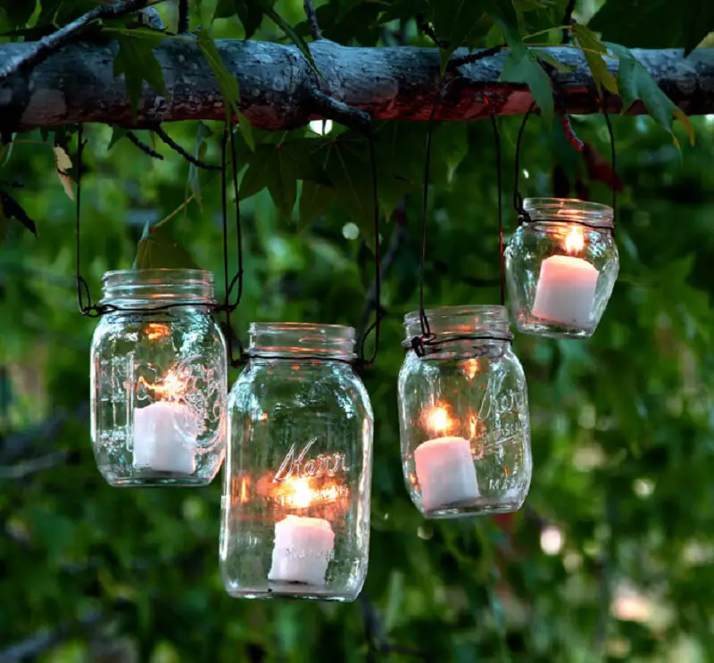 Simple Mason Jar Backyard Lighting