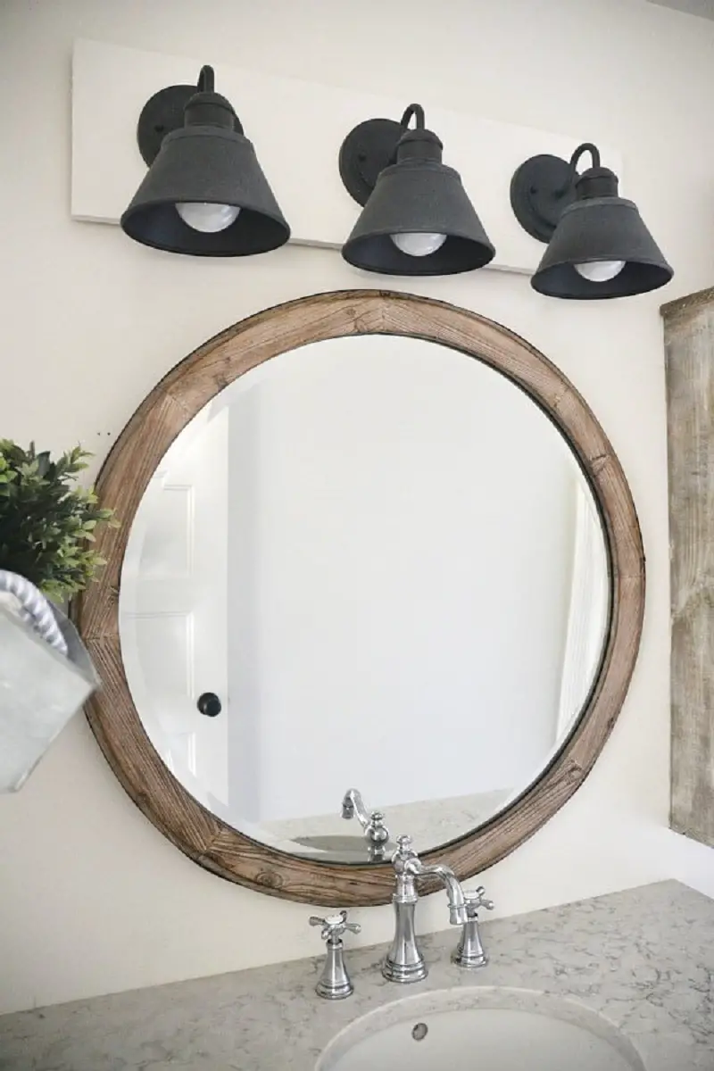 Weathered Wood Circular Mirror