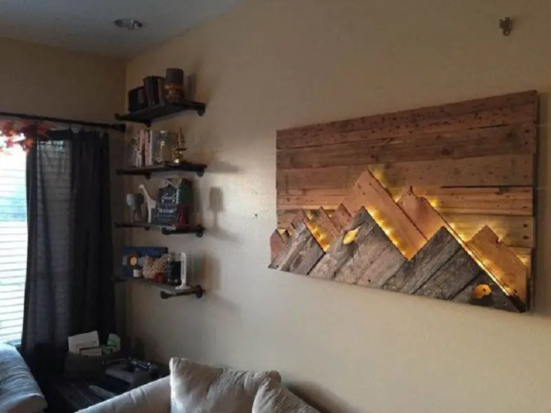 Wooden Pallet Lighting Wall