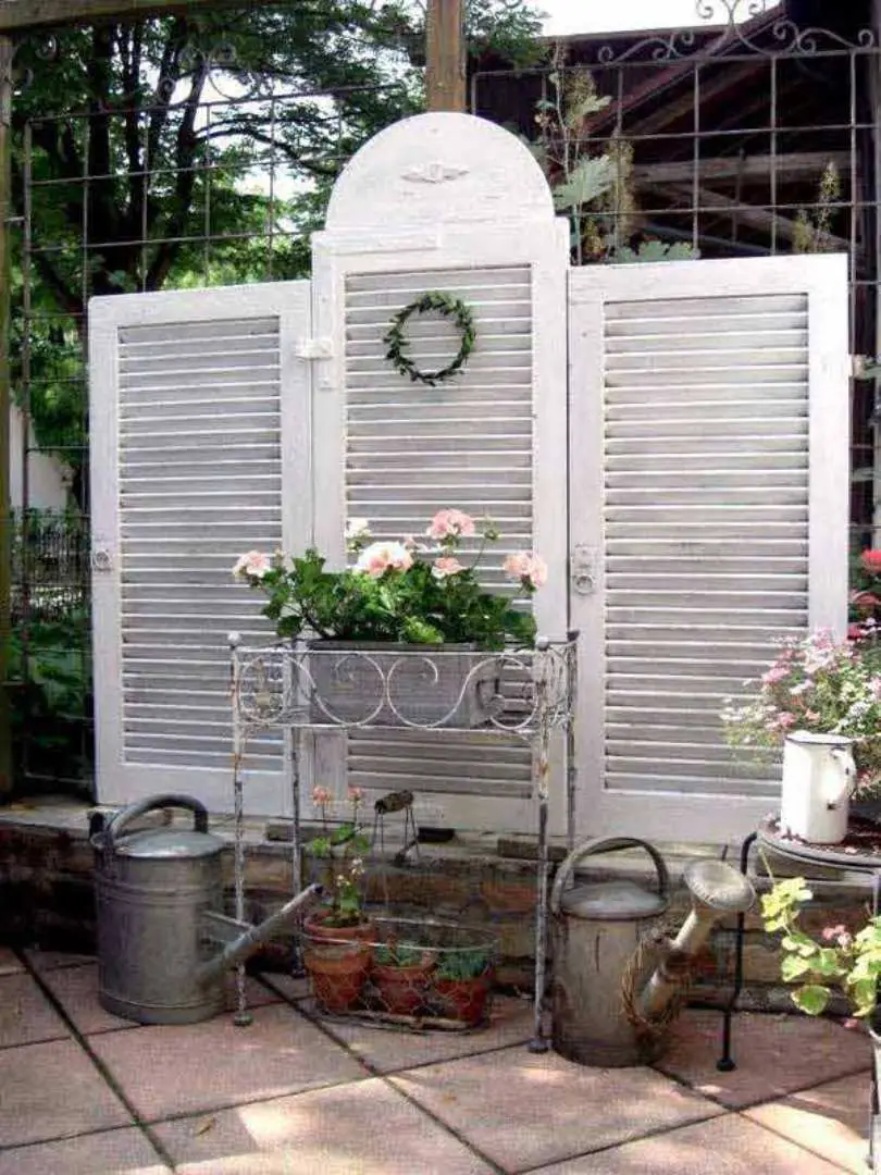 Old Shutters Used As A Privacy Screen