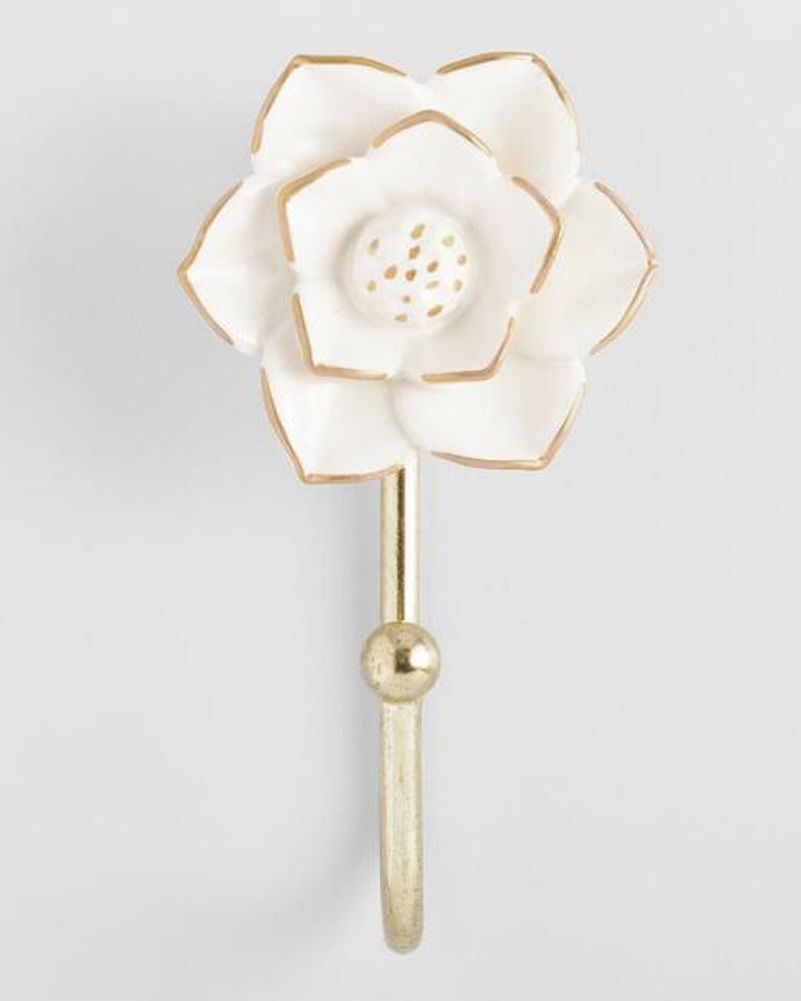 White And Gold Ceramic Flower Hook