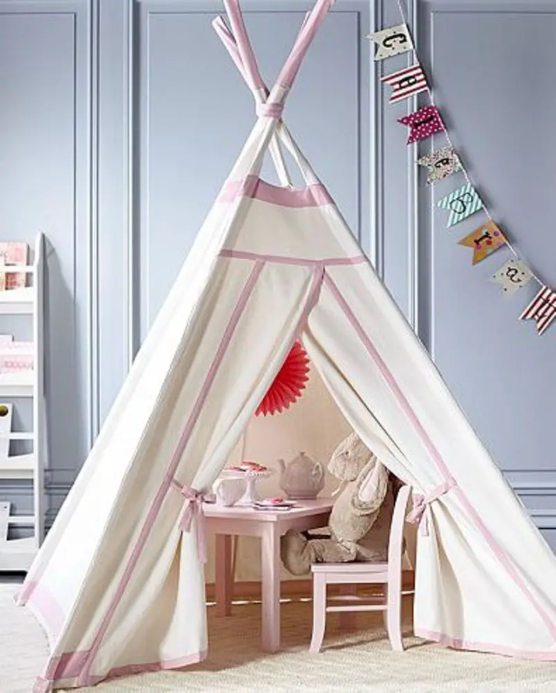 White With Pink Trim Teepee