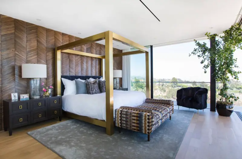 Bedroom With Wooden Accent Wall