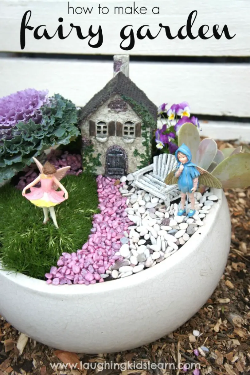 Colored Pebble Fairy Garden