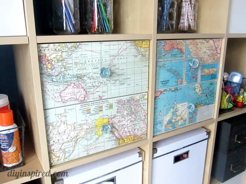 Recycled Map Drawer Makeover