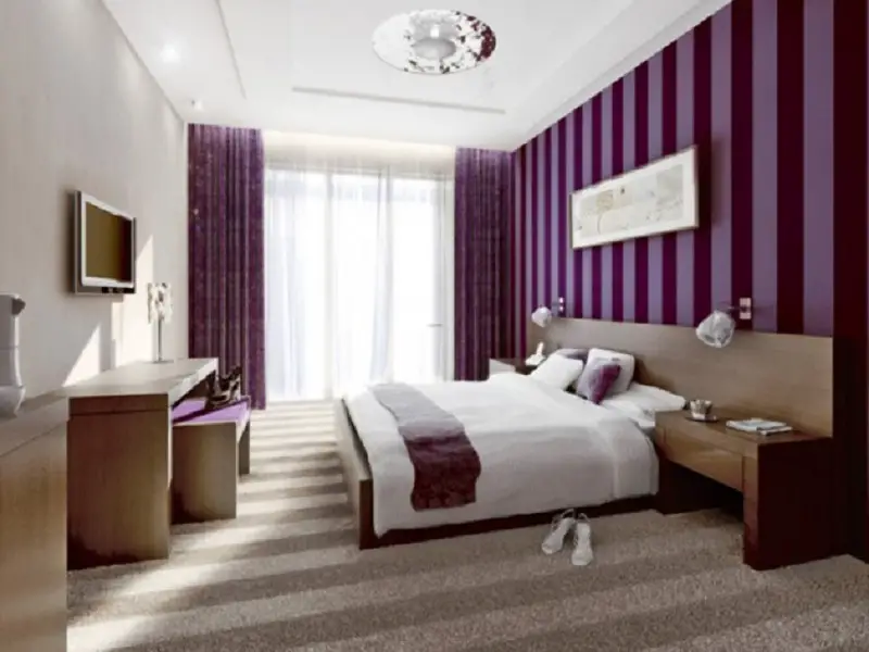 Striped Purple Bedroom Wall