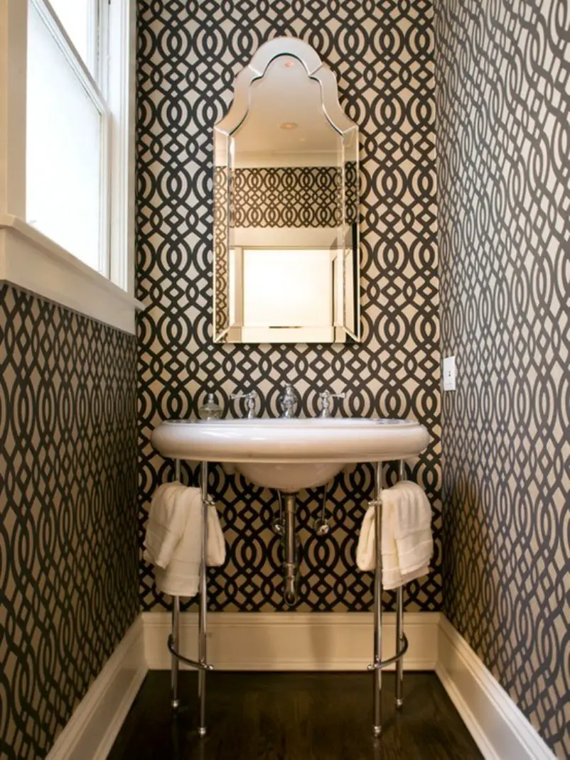 Black And White Powder Room With Style