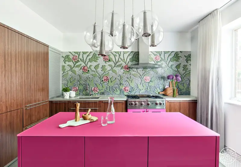 Chic And Sophisticated Pink Kitchen