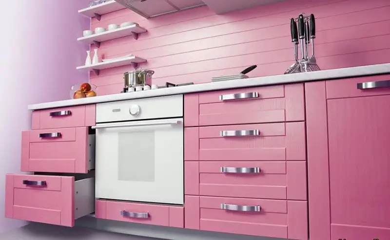 Pink Modern Farmhouse Cooking Space
