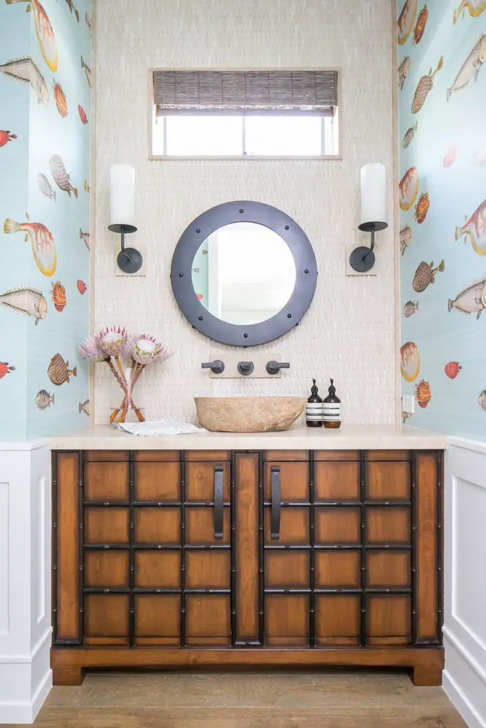 With Fish Patterned Wallpaper