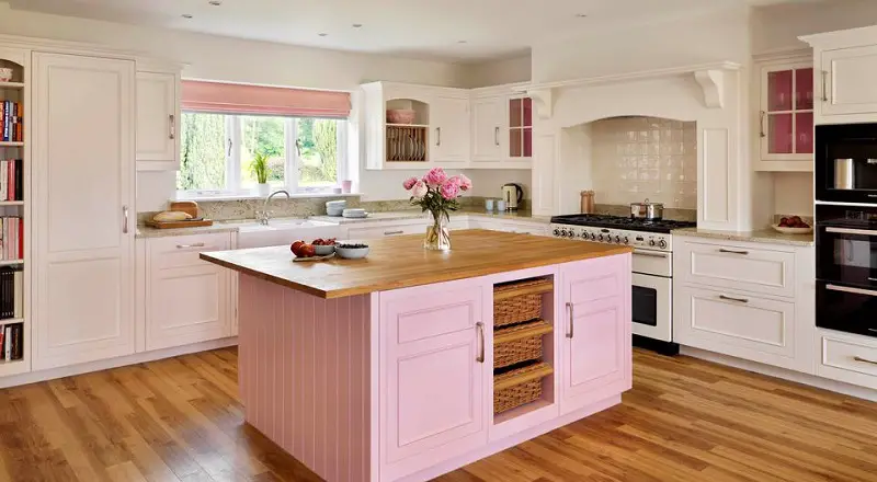 With Pink Kitchen Island