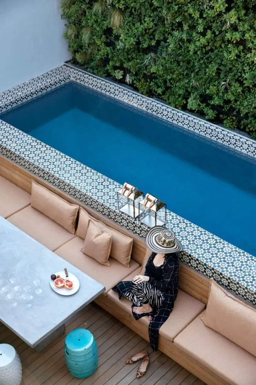 A Bold Moroccan Tile Clad Pool