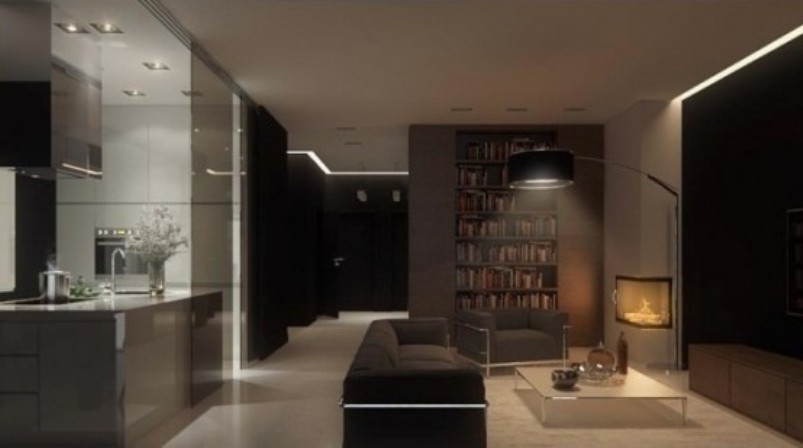 A Minimalist Dark Living Room