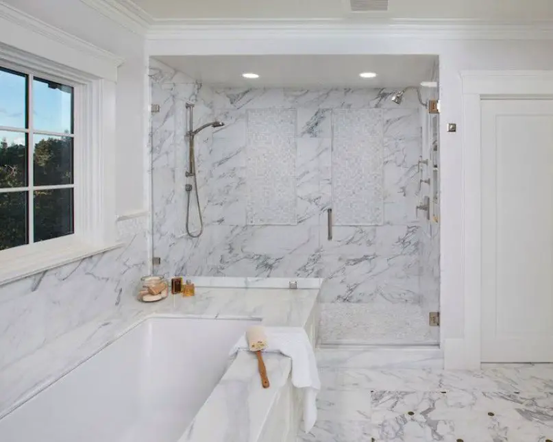 White Bathroom With Double Shower