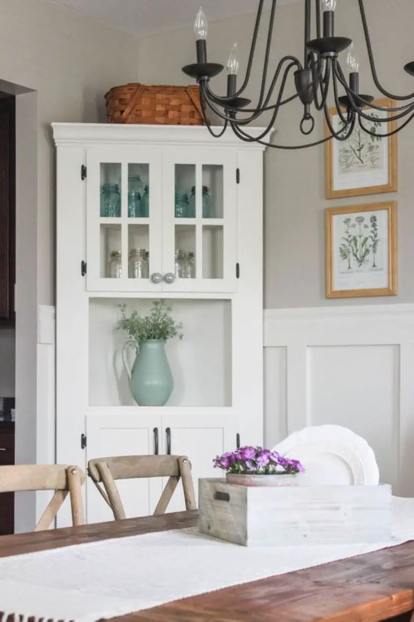 Vintage Inspired White Corner Cabinet