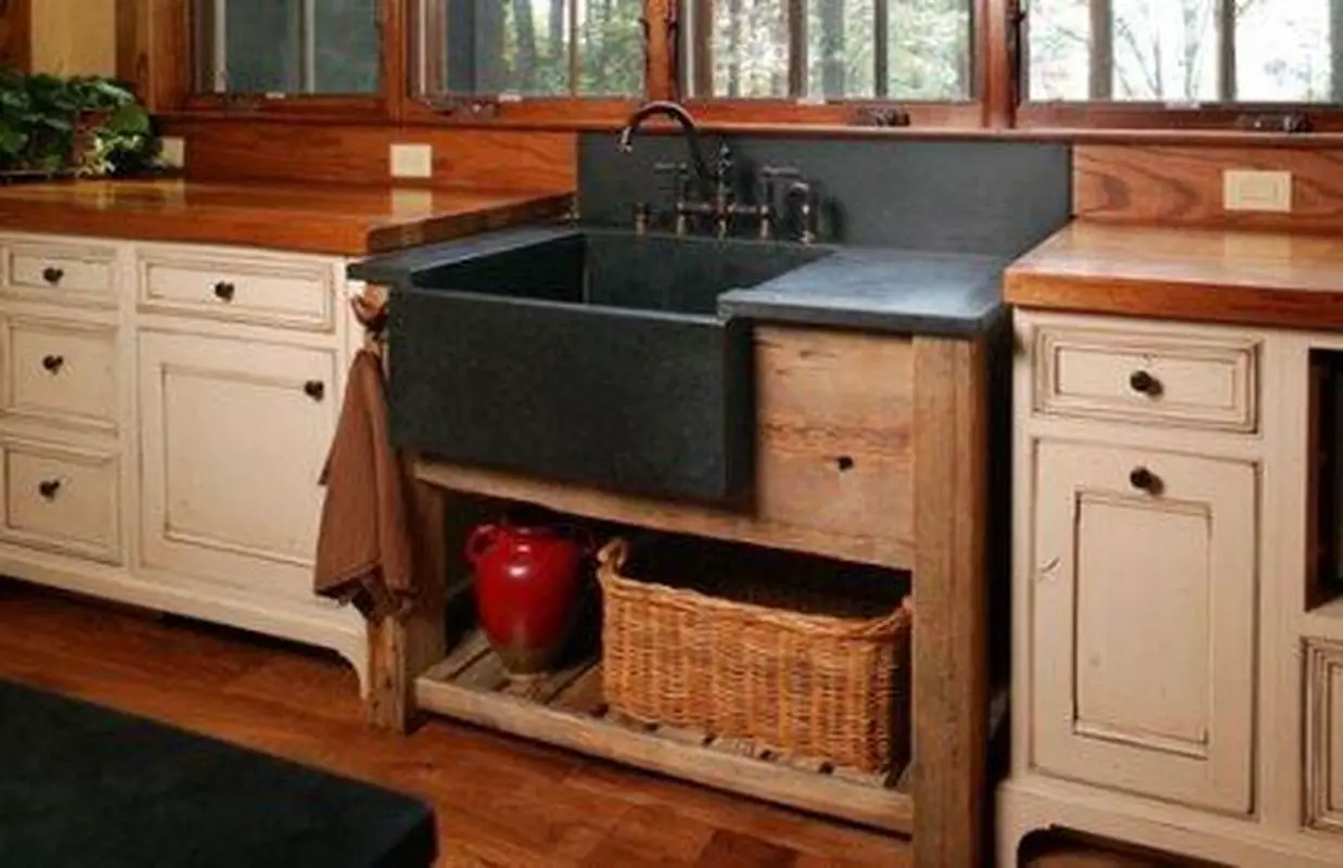rustic kitchen with vintage sink