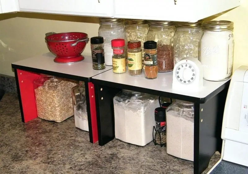 kitchen countertop storage shelves