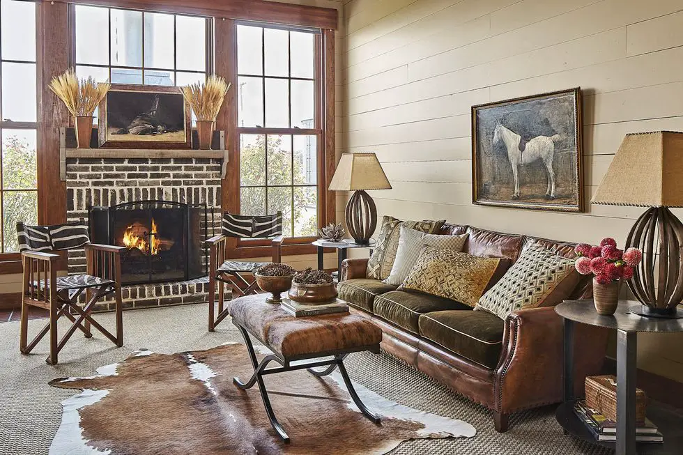 rustic living room small space