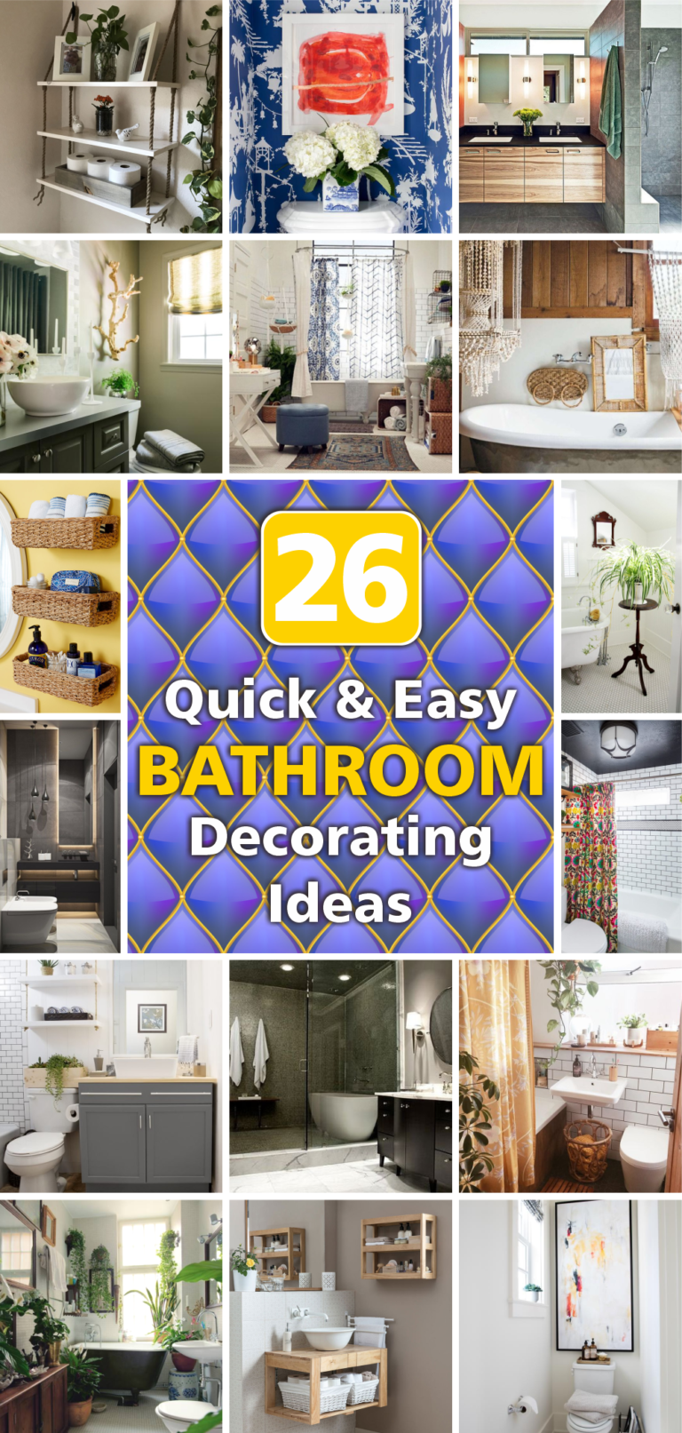 Get a Dazzling Change with 26 Quick and Easy Bathroom Decorating Ideas ...